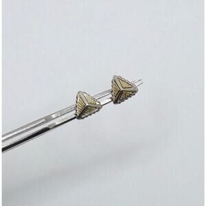 Vintage 925 Sterling Silver with 18k gold Lagos Pyramid stud earrings.